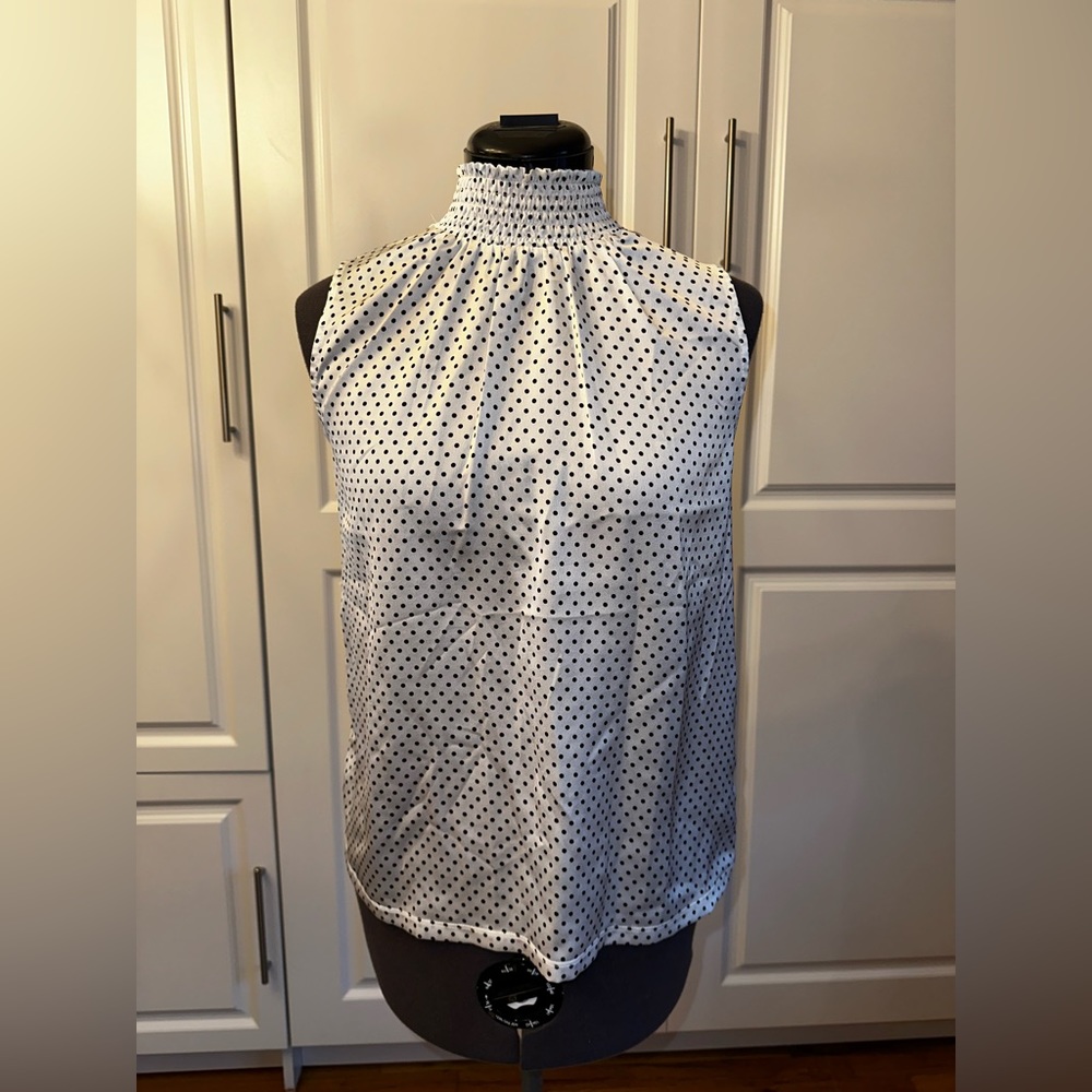 White with black polka dot top